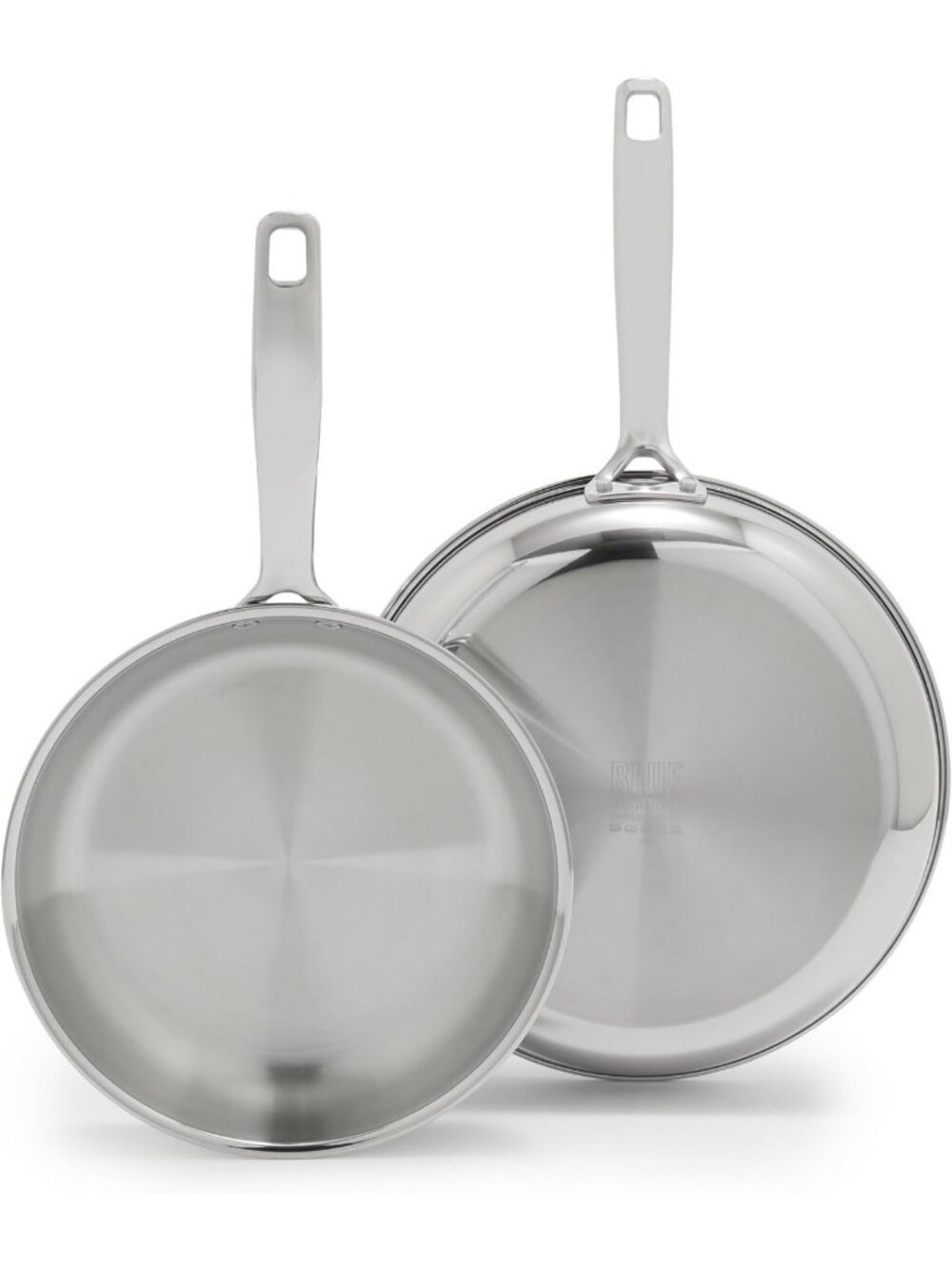 2-Piece Tri-Ply Stainless Steel Frying Pan Set - Durable, Non-Stick, Blue